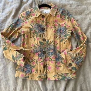 Madewell yellow floral denim utility jacket